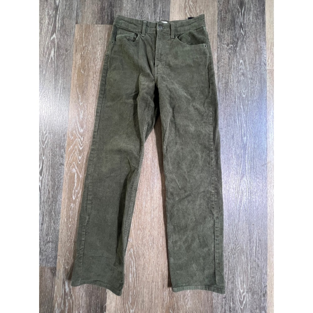 H&M Corduroy Pants Womens Size 4 Olive Green Straight Leg Mid Rise 4623